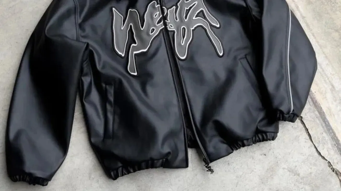 Y2K bomber フライト　レザー　ジャケット　アメカジ　裏原　パンク11 Vintage Raw Blue Leather Bomber Jacket Men 2XL Black Dragon