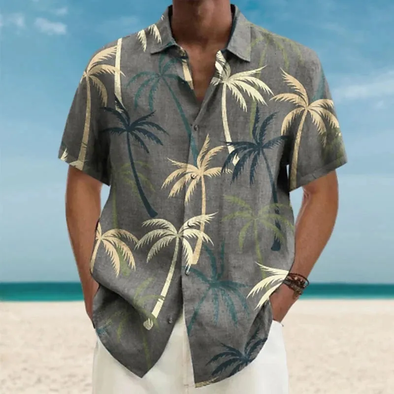 Hawaii Shirts Men's Funny Shirts Holiday Party Shirts Summer Casual Coconut Tree Printed Shirt Short Sleeve Shirt Beach Shirt Hawaiian Surf Shirt Leisure Button Down Aloha Shirts For Holiday Outdoor