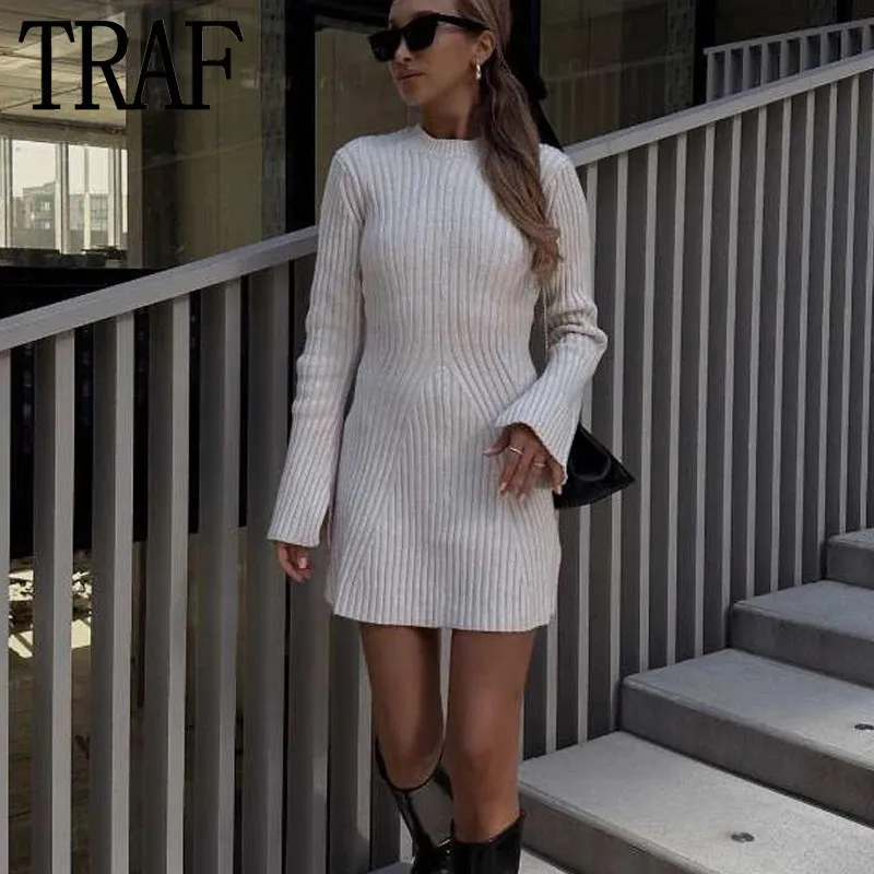 ワンピース Trois Logo Knit Mini Dress - beige - S Trois Logo Knit