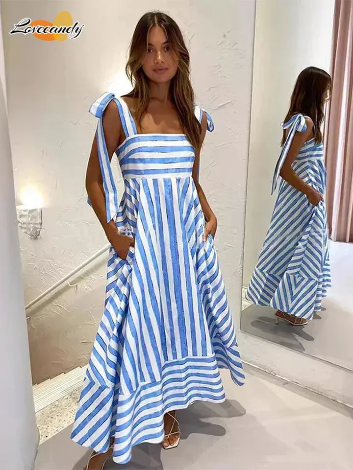 Women's summer new lace stripe lace dress Women's summer new lace stripe lace dress
