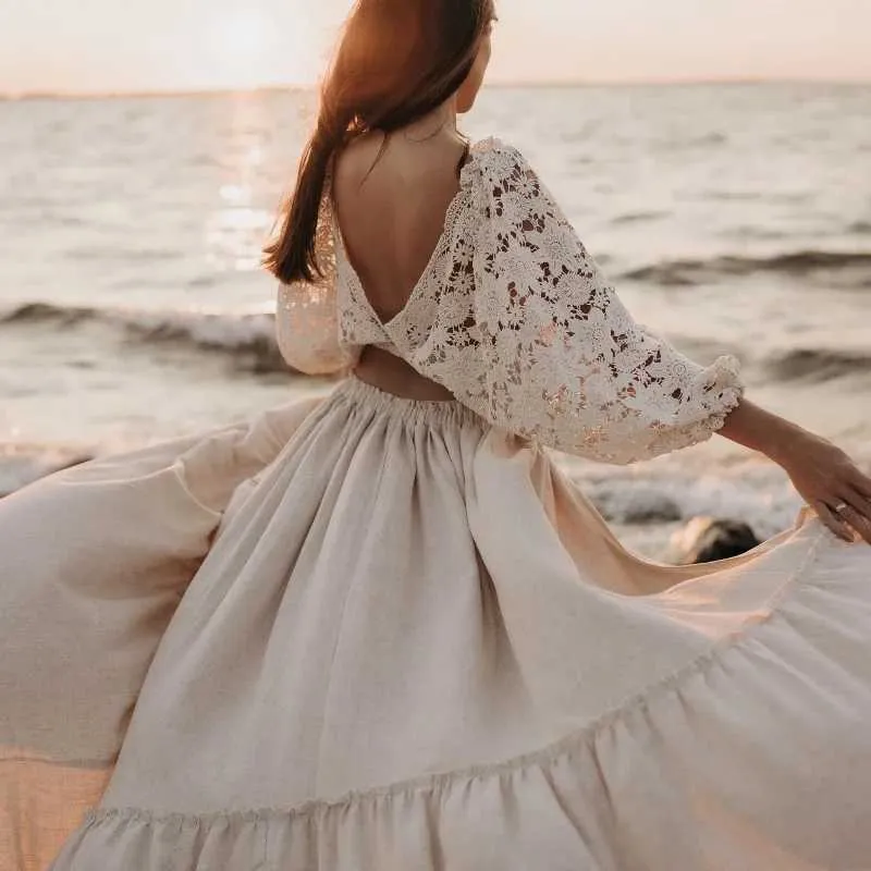 Maternity Dresses For Photoshoot: Womens Two Piece Boho Set Lace