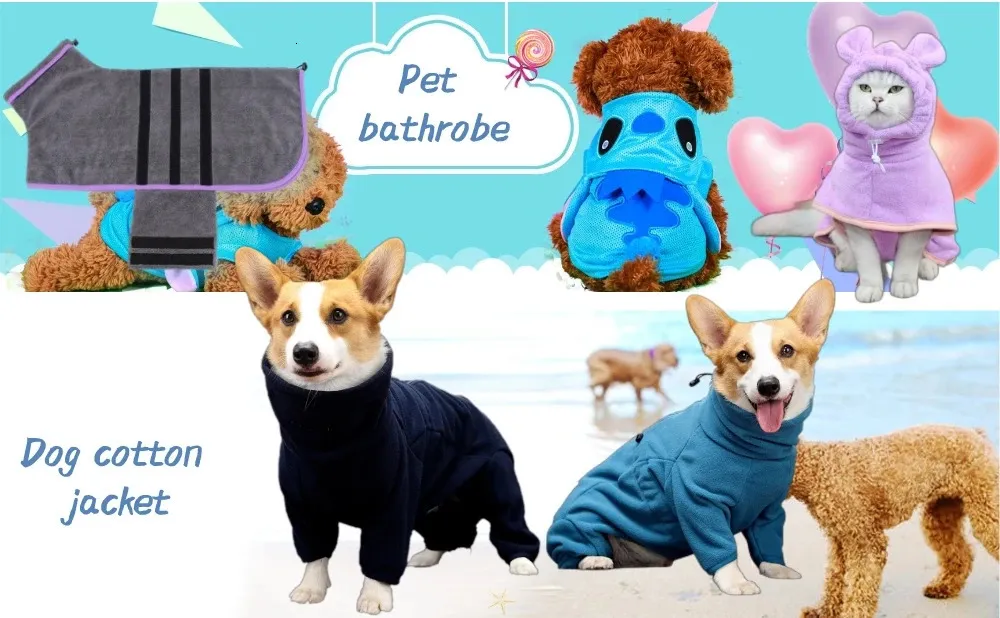 HezzLuv Peignoir de bain en microfibre pour chien Serviette pour chien Manteau de séchage super absorbant pour chien pour chiot, chiens de taille moyenne et grande, séchage rapide, réglable, pour