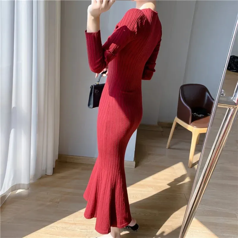 charcoal knitted dress CurveWow Collar Rib Knitted Jumper Dress Charcoal – Curvewow main image 1