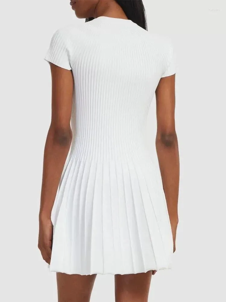 white tight fitted short dress Lexi Rib Fit & Flare Dress – Marine Layer main image 0