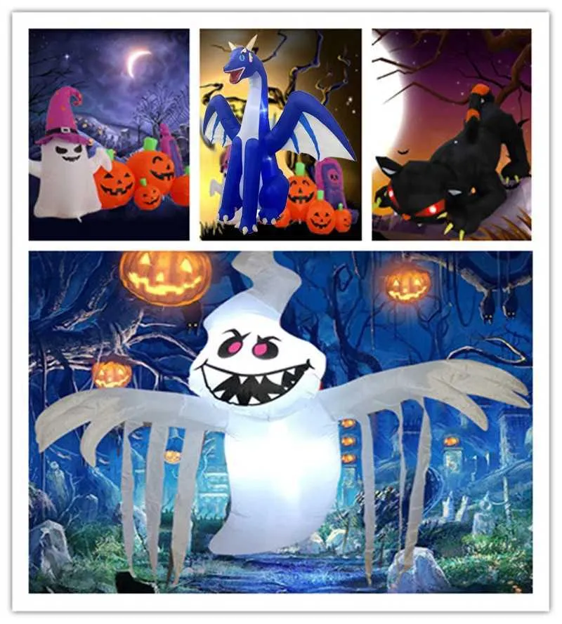 2.4M Halloween Inflatables Outdoor Toys Pumpkin Ghost Tombstone Lighted Holiday Blow Up Yard Decorations With Built-in LED Toys - 15