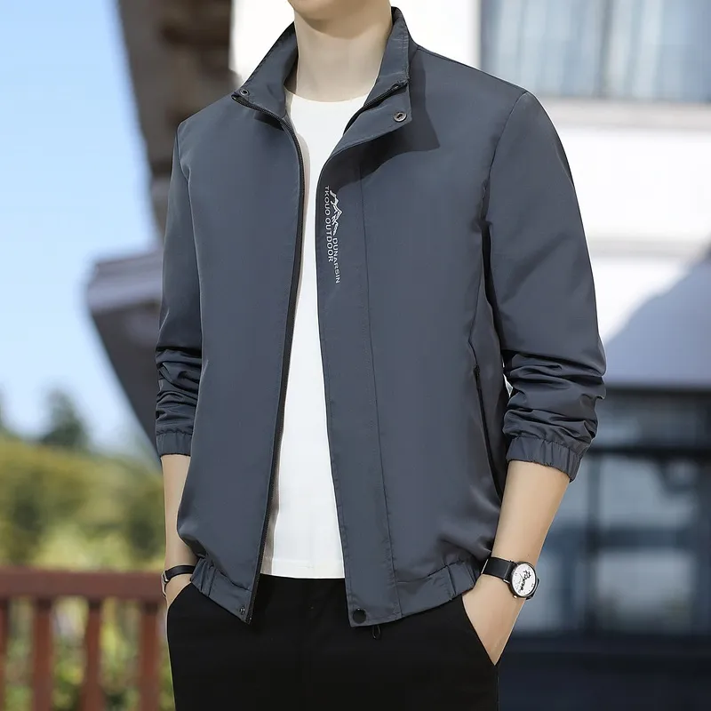 Trendy Mens Stand-Up Collar Workwear Jacket - Autumn Korean