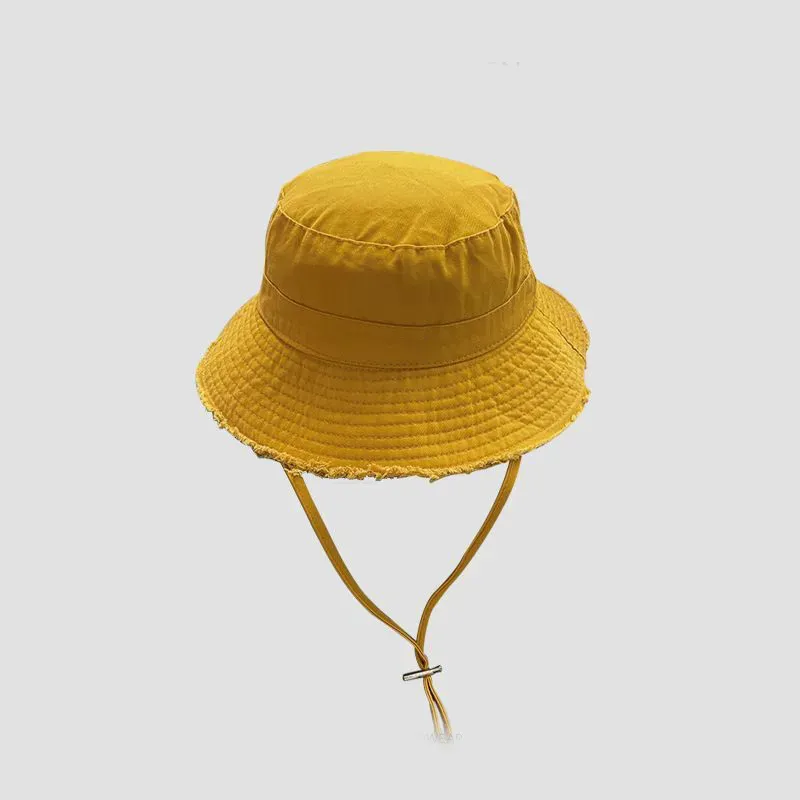 Yellow Bucket Hat With String