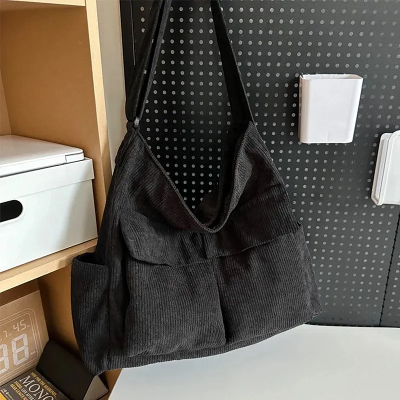 Sac Banane Velours Côtelé – Grande Capacité, Bandoulière, Fermeture éclair