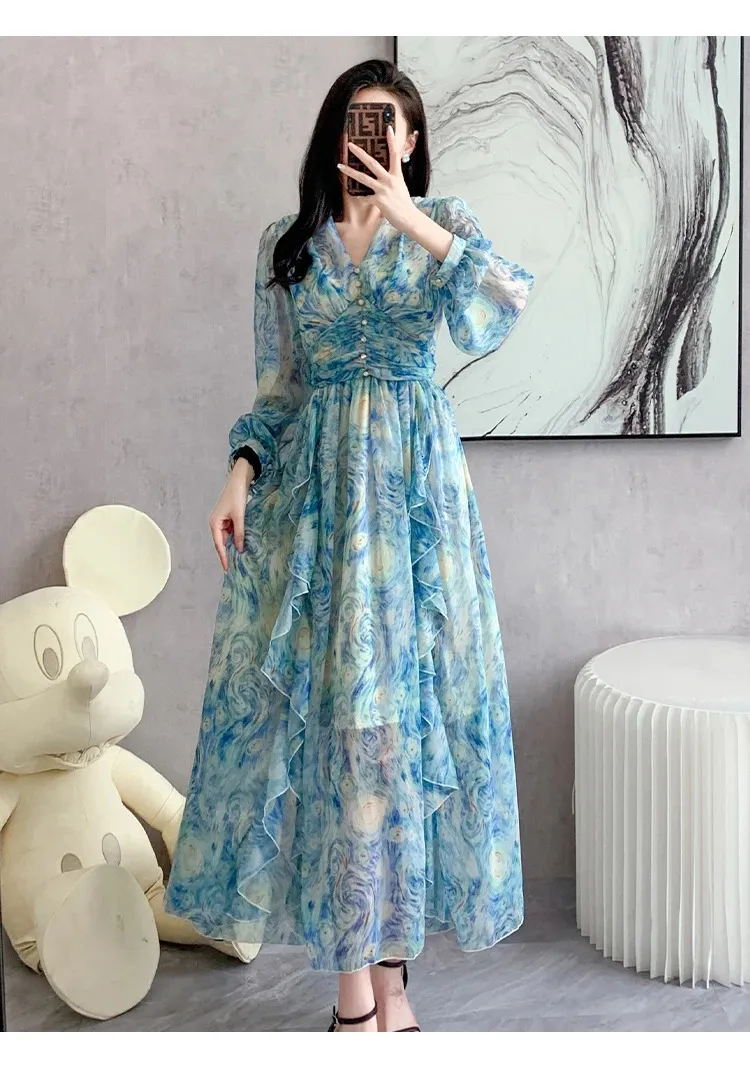 Chiffon Floral Long Sleeve Maxi Dress Floor-Length Pullover V-Neck Bodycon Dress Women Spring Autumn from Dhgate Basic & Casual Dresses - price 75.41 Chiffon Floral Long Sleeve Maxi Dress Floor-Length Pullover V-Neck Bodycon Dress Women Spring Autumn from Dhgate Basic & Casual Dresses - price 75.41