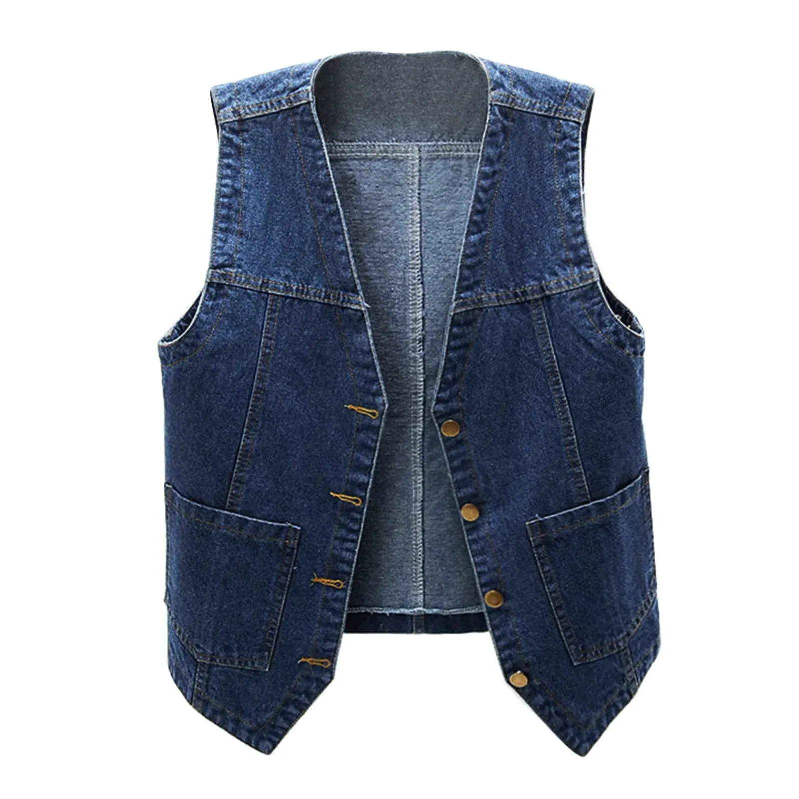 Save Big on Bulk Plus Size Sleeveless Denim Vest Plus Size Women Denim Vest  Jacket Korean Style Sleeveless Waistcoats Streetwear Single Breasted Vests 