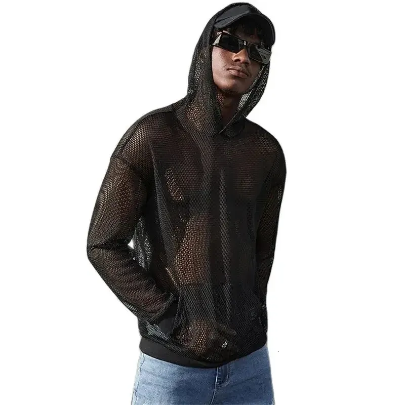 トップス short long sleeves mesh hoodie DHgate.com:Trendy See-Through Mesh Hoodie: Sexy Long Sleeve