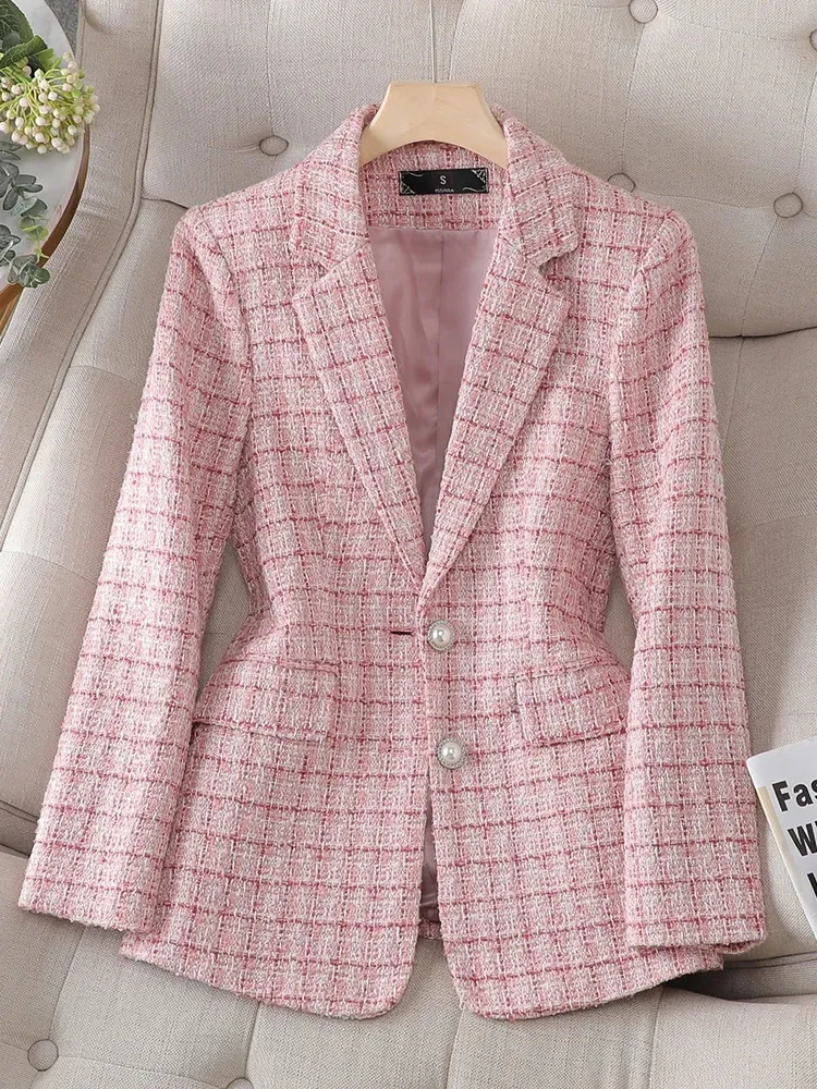 Save Big on Bulk Women's Beige Blazer Jacket Ladies Plaid Blazers Chic  Women's Beige Plaid Jacket, Casual Long Sleeve Blazer For Autumn/Winter  Best
