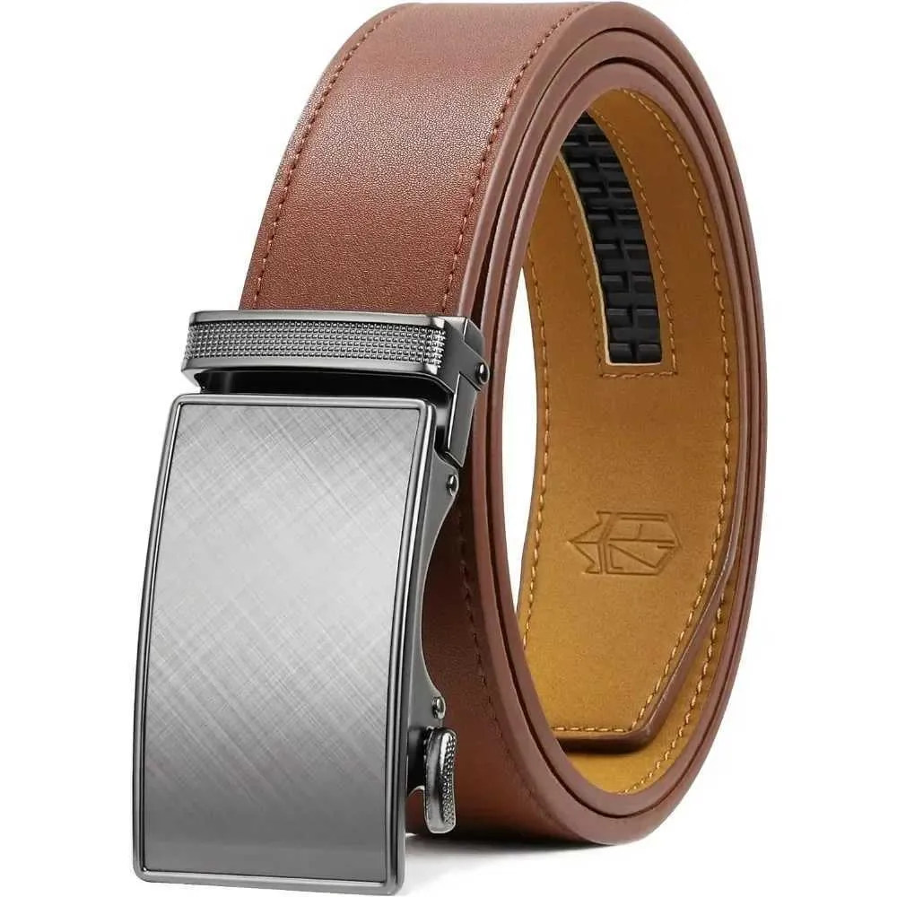 Zitahli men's ratchet belt 1 3/8 inch genuine leather adjustable dress belt  with golden automatic buckle from Dhgate Belts - price 15.18
