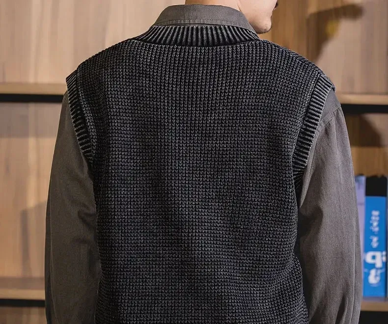 Sleeveless Knitted Vest for Men - Y2K Retro Style, Solid