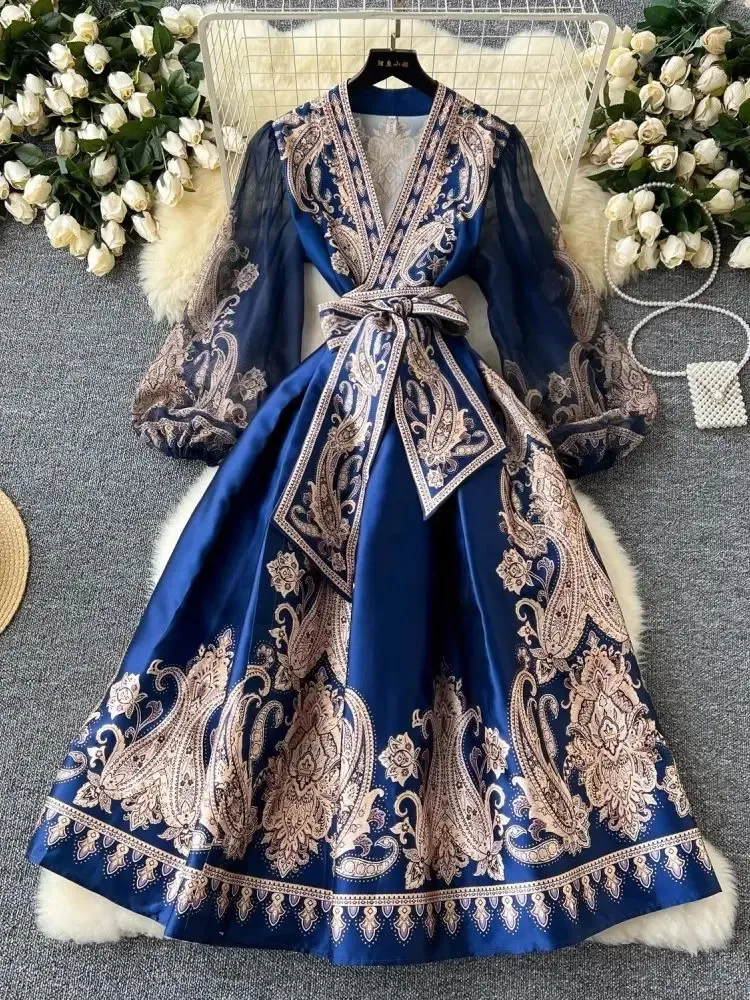 blue paisley wrap dress Taylor Blue Paisley Dress main image 1