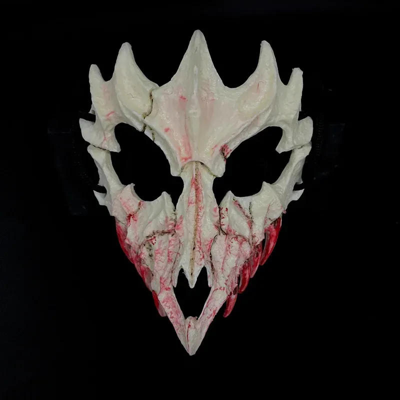 Masque Japonais Halloween Demi-visage - Résine 3D Effet Crâne/tigre - Réglable Pour Cosplay, Fête, Déguisement