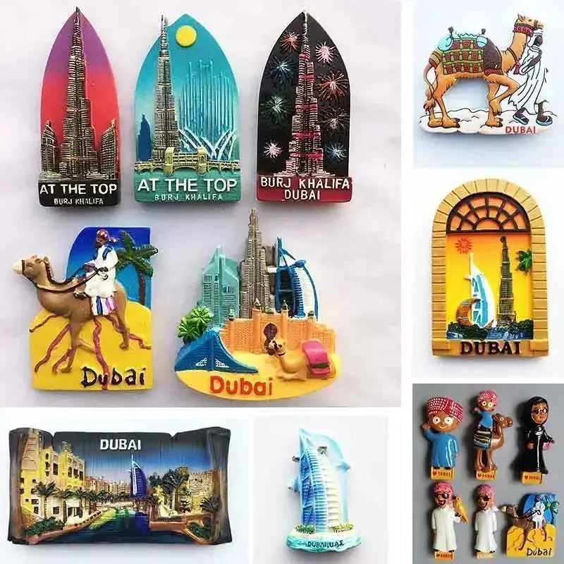 3D Dubai UAE Landmark Refrigerator Magnet - Metal Souvenir Gift For Home Kitchen Decoration