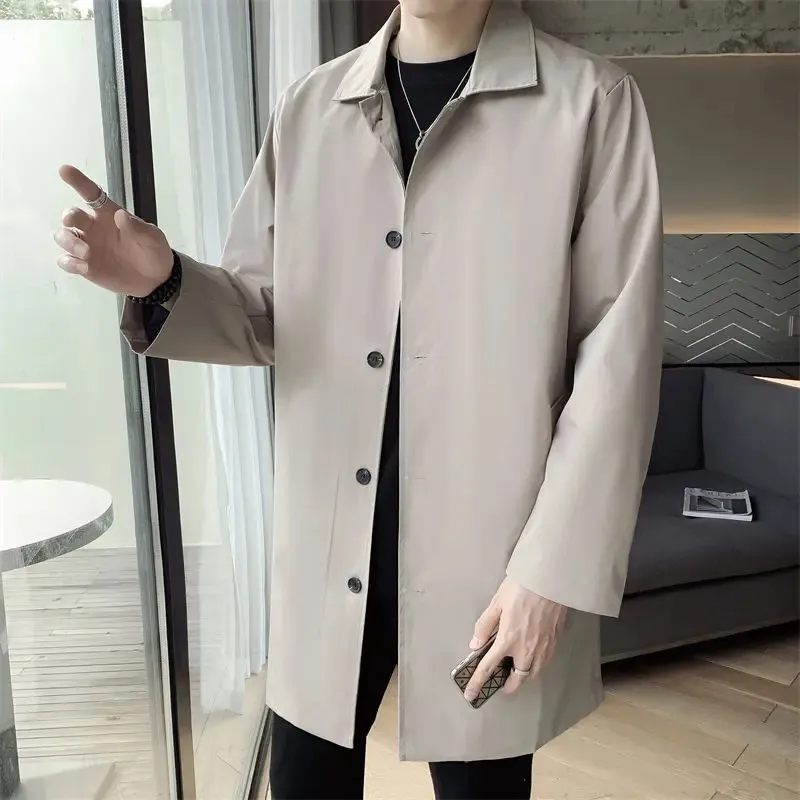 Men's Long Slim Fit Trench Coat with Belt Closure and Hood, Acetate ...