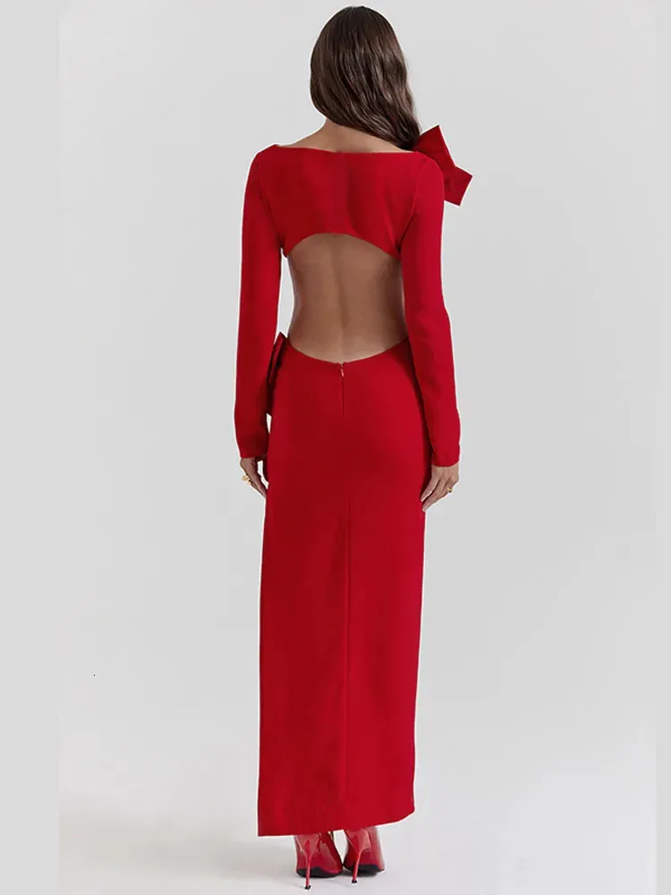 sexy backless red dress Red Dress/boho Open Back Maxi Dress/backless Dress/low Back Sexy Dress/prom Dress/braidsmaid Dress/deep Cleevage Dress