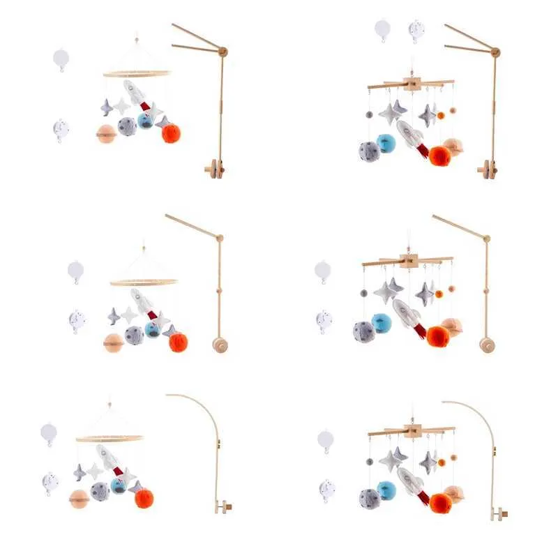 Planet Rattles Baby Mobile - Felt Planet & Wooden Rattle Crib Mobile with Music Box ...