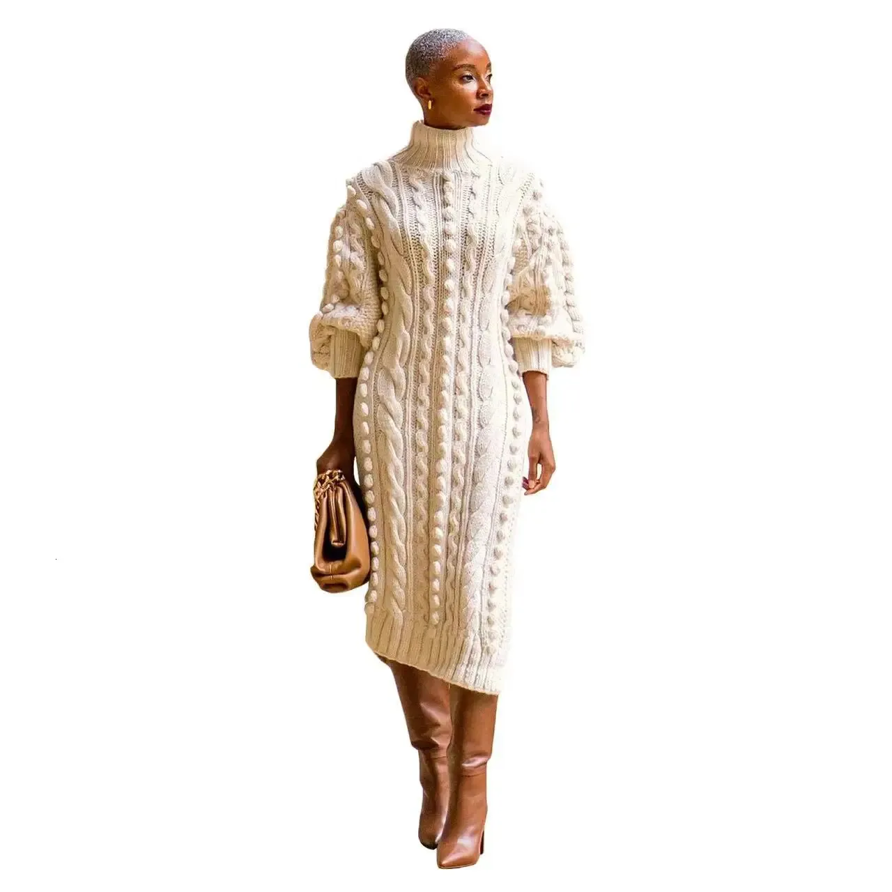 Cream turtleneck dress sales