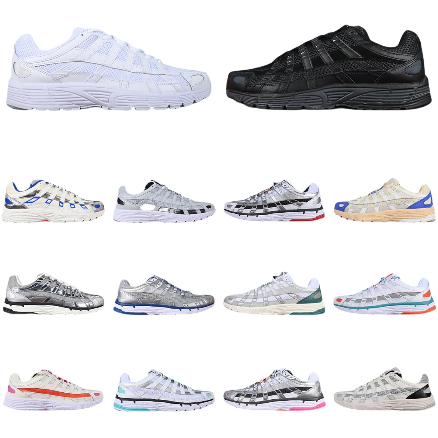 Économisez gros sur les achats en gros de Baskets P 6000 With Box Designer  P6000 Shoes P 6000 Sneakers Metallic Silver Triple White Black Pink Violet 