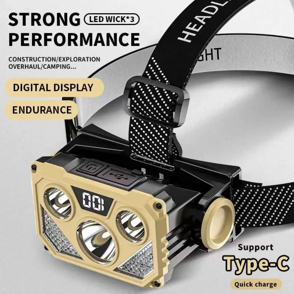 Portable COB LED Headlight with Built-in USB Rechargeable Head Lap Torch - LED Headlight, LED Work Light