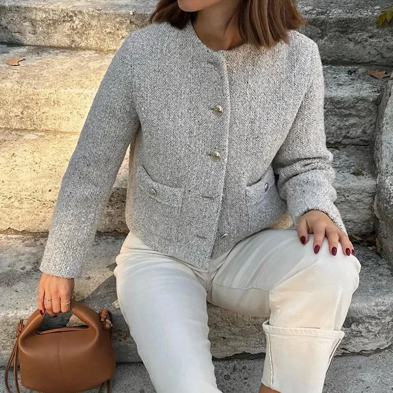 Lumignon tweed fur snow jacket【ダークグレー】♥ Lumignon original ♥ tweed fur snow jacket【ブラック