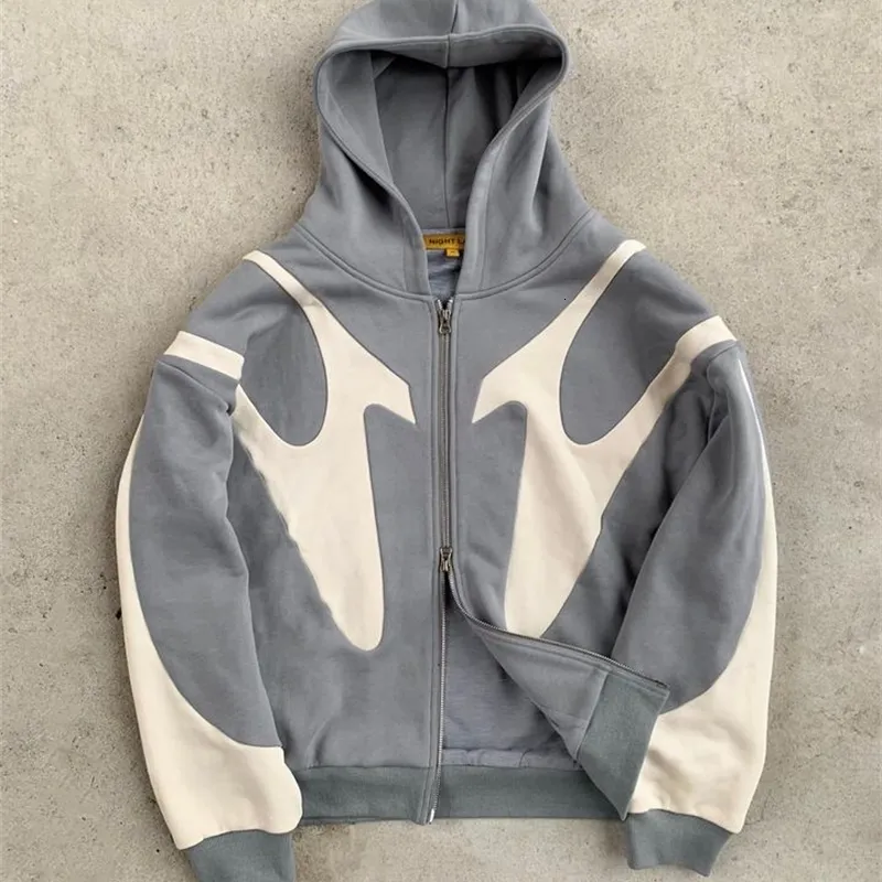 Y2K Retro Patchwork Zipper comfort hoodie for Men - Super