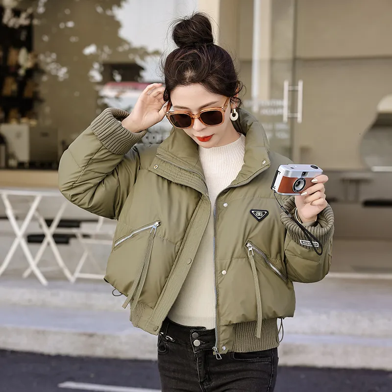 Short Jacket For Women: Cotton Quilted Stand Collar Jacket Korean