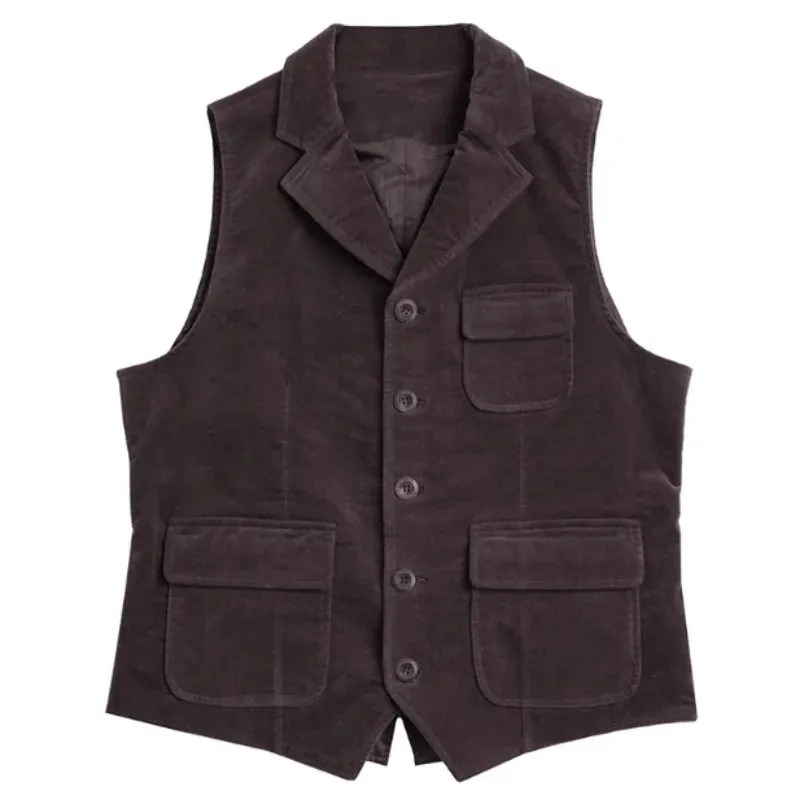 British Vintage Corduroy Vest: Casual Loose-Fitting Travel Jacket Shop  Now!