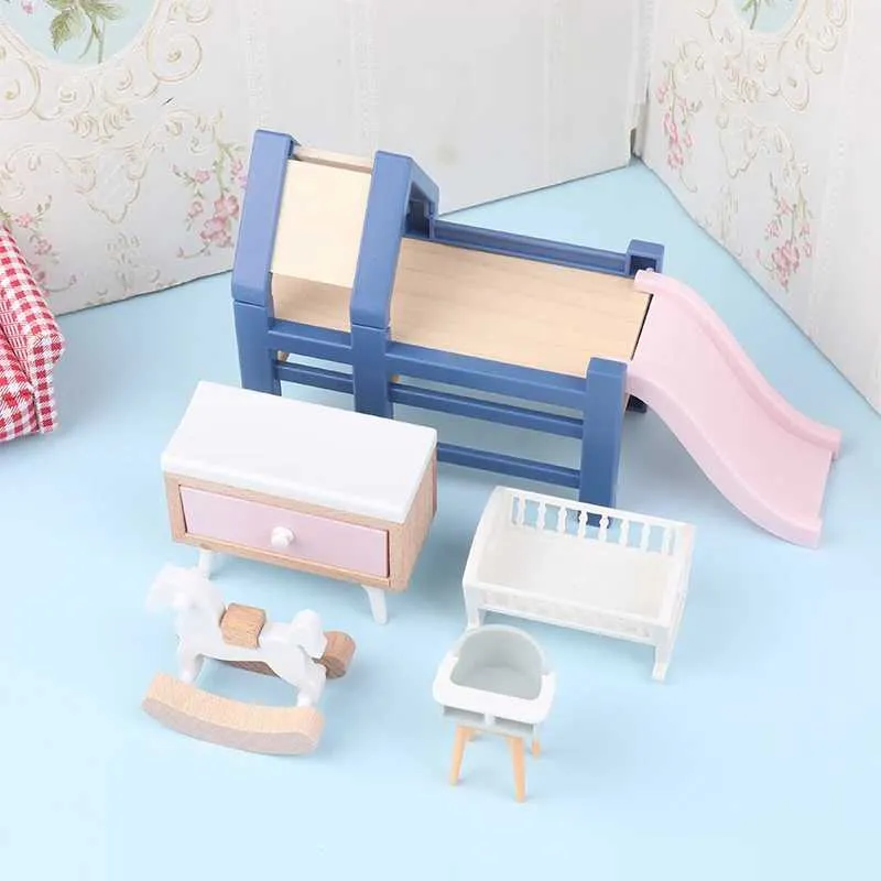 Miniature Double Bed Fine Workmanship Decoration Compact Delicate Doll House Bed