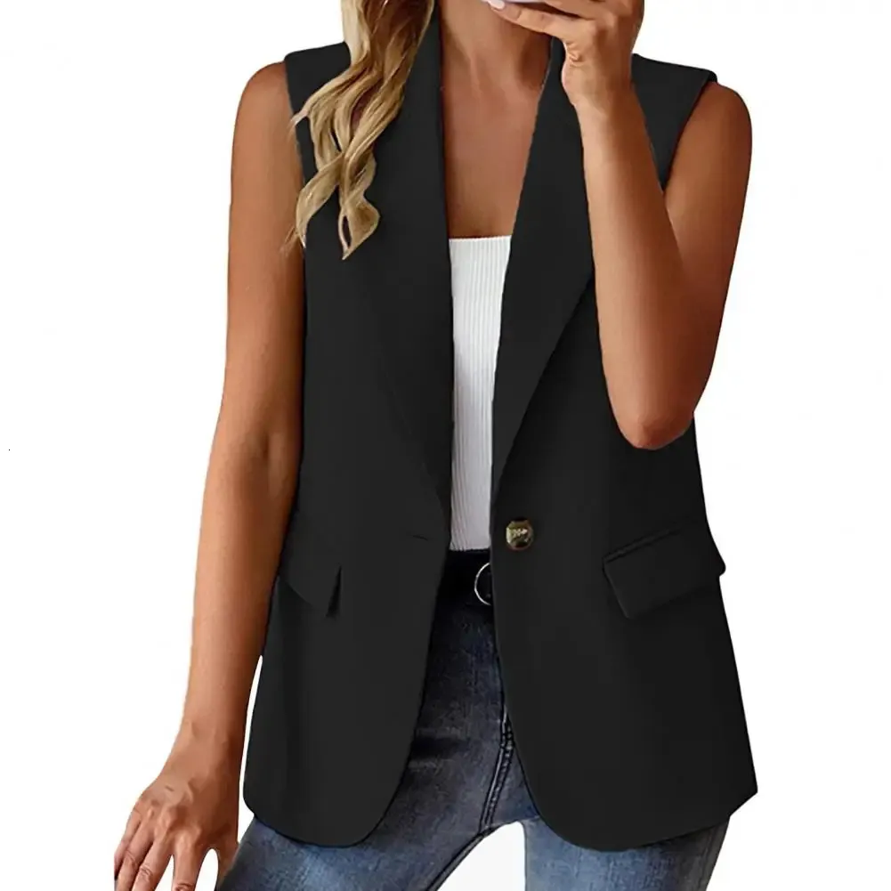 Women's Double-Breasted Suit Vest – V Neck, Sleeveless, Business Jacket Top (Fall, Formal)