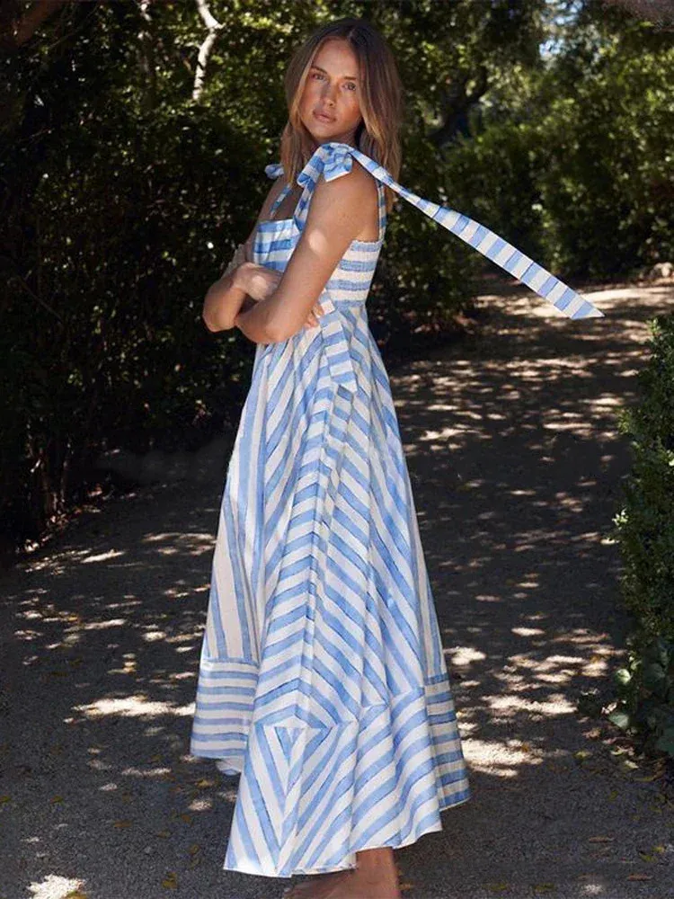 blue dress for baby girl 70s Wavy Stripes A Line Dress Women Pockets, Retro Vintage Brown Yellow Orange Print Sleeveless Mini Short Cute Handmade Party Sexy Casual Black / Xs