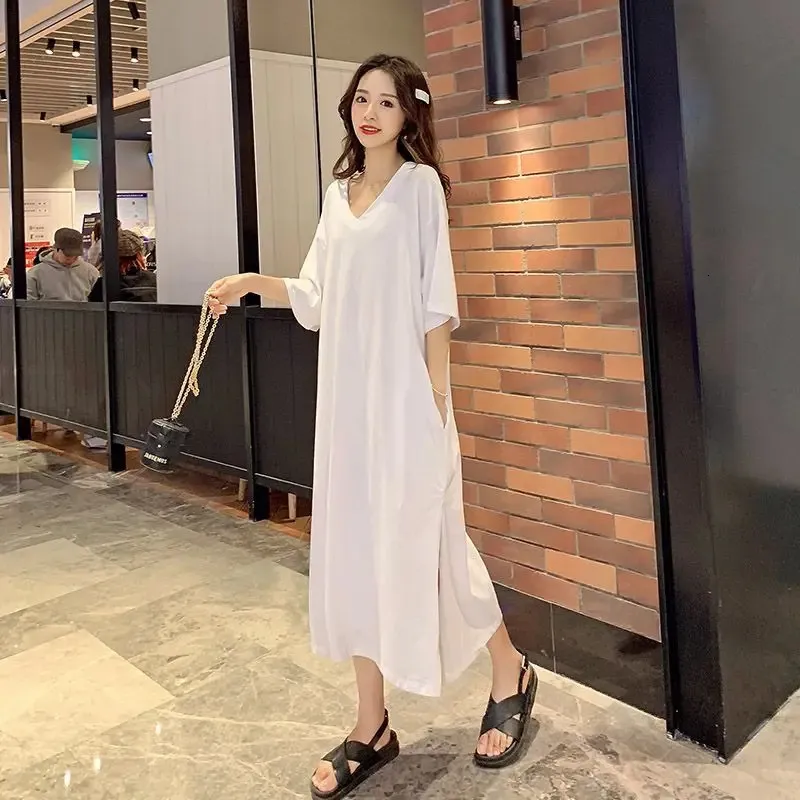 Summer Casual Dress for Women - Loose Waist, Short Sleeves, Plus Size 5XL (150kg)