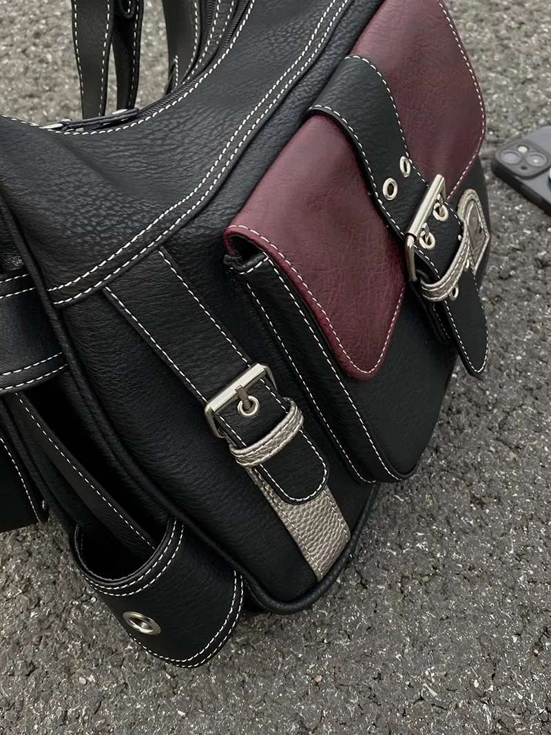 DHgate.com:Vintage-Style Leather Messenger Bag - Y2k Grunge