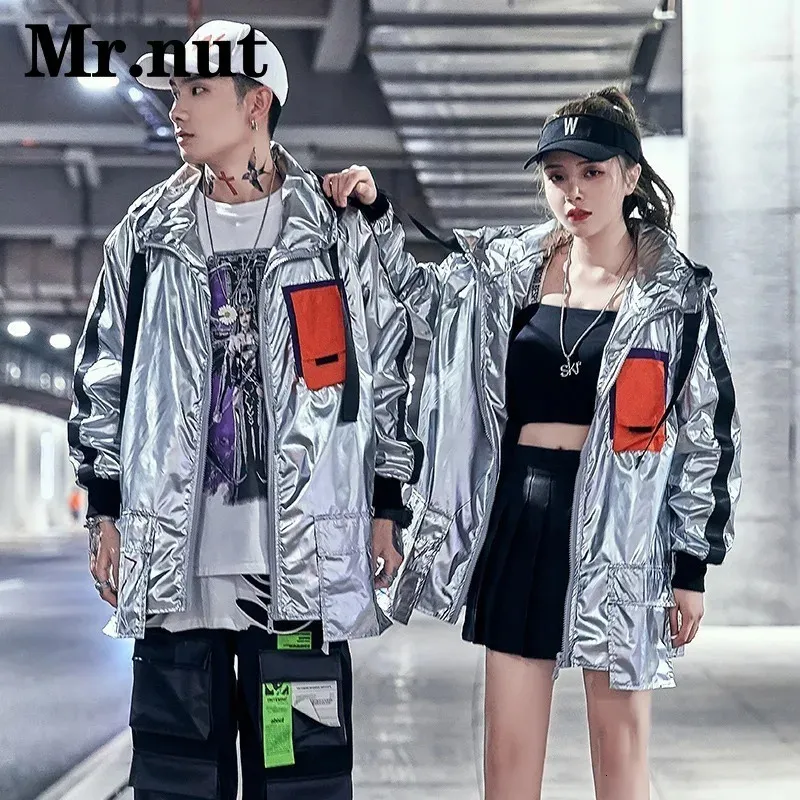 Four Season Couple Jacket: Silver Punk Style Waterproof Windbreaker,  Camping Hip Hop Y2k Fashion for Men Women Buy Now!