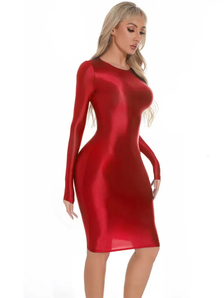 open lace back dress Satin Midi Dress with A Side Slit 38 (FR) / Red main image 0