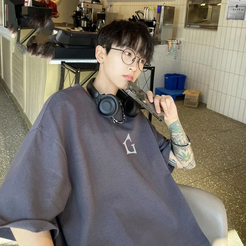 Oversized Gothic G Print Tee - Retro Y2K Hip Hop Fashion, Shop Now