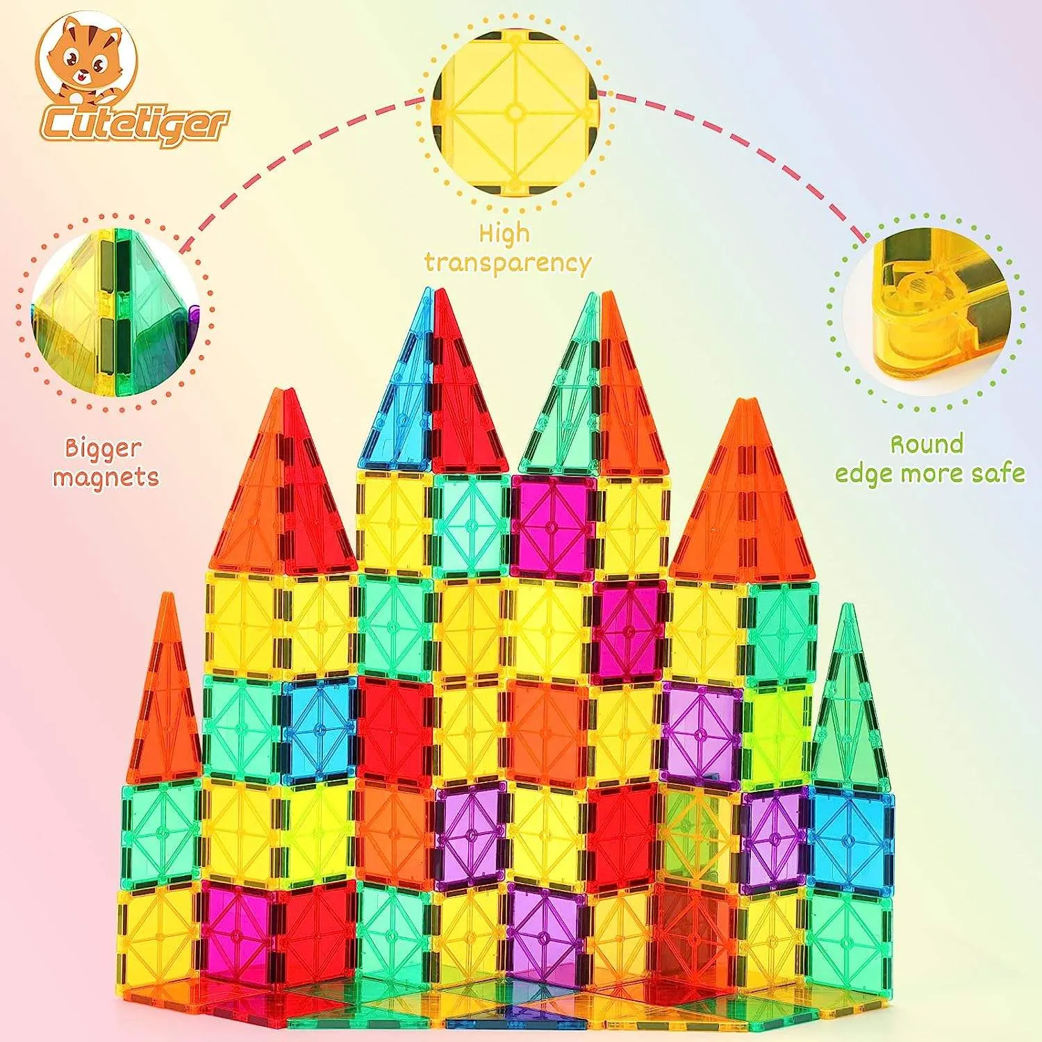 Magnetic Tiles Magnet Building Toys Stacking Blocks for Kids STEM ...
