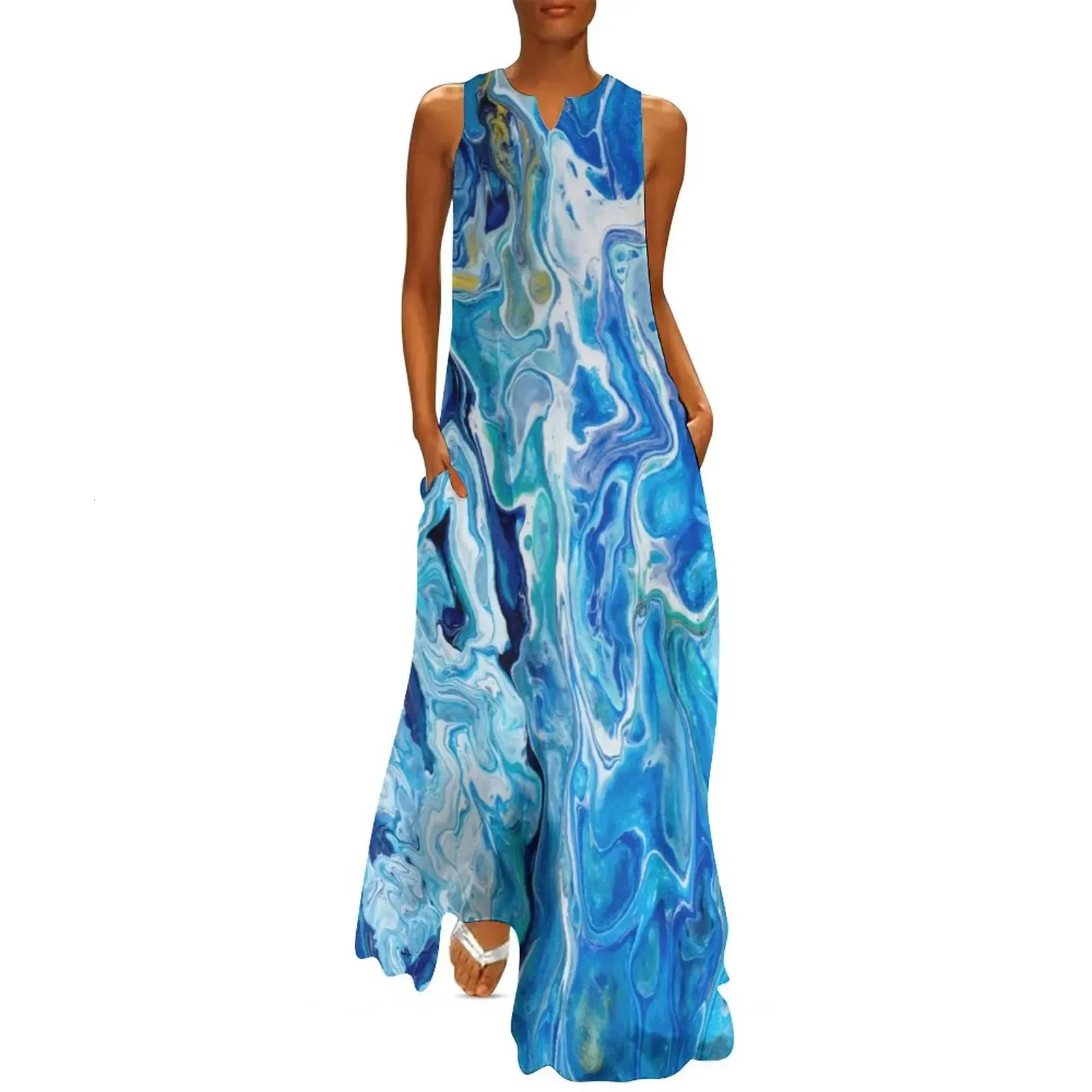 Modern Ocean Blue Marble Art Print maxi dress for Women - Street Fashion, Boho Beach, and Graphic - Available in 4XL and 5XL (240808) Modern Ocean Blue Marble Art Print maxi dress for Women - Street Fashion, Boho Beach, and Graphic - Available in 4XL and 5XL (240808)