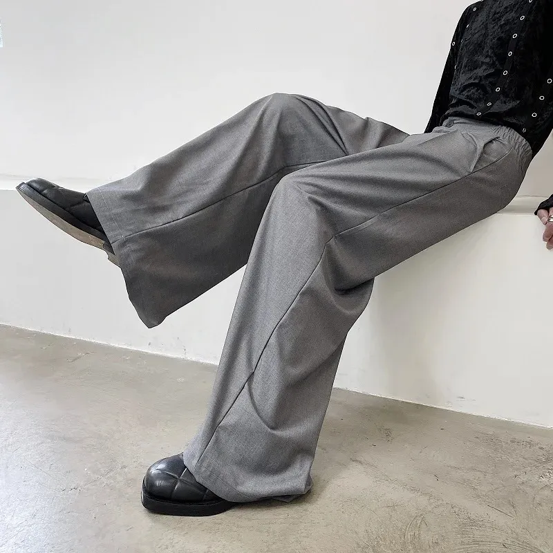 Vintage High Waist Wide Leg black suits for men Pant for Men