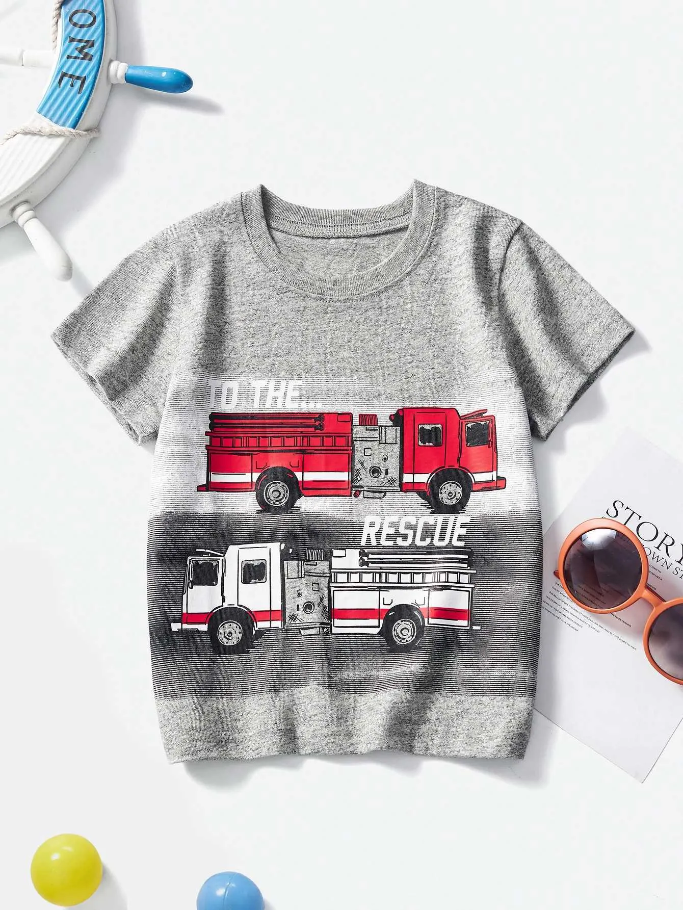 Childrens Summer Clothing: Fire Truck Print Cotton T Shirt Toddler School,  Outdoor Play, \u0026 Parties 3 8Y From Time_brocade, $4.42 | DHgate.Com, image size:1340x1785