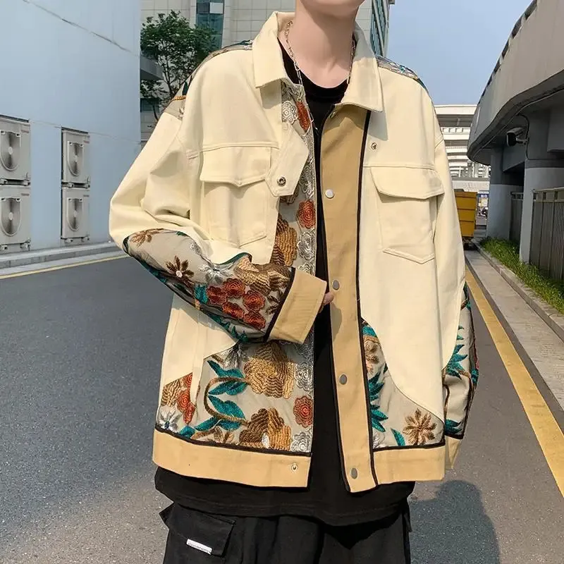 Harajuku Varsity Jacket - Mens Patchwork Bomber, Vintage
