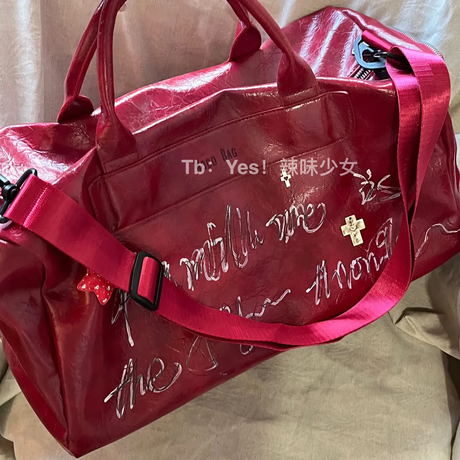 JIAERDI Y2k Grunge Red tote bags for women - Vintage Letter JIAERDI Y2k Grunge Red tote bags for women - Vintage Letter