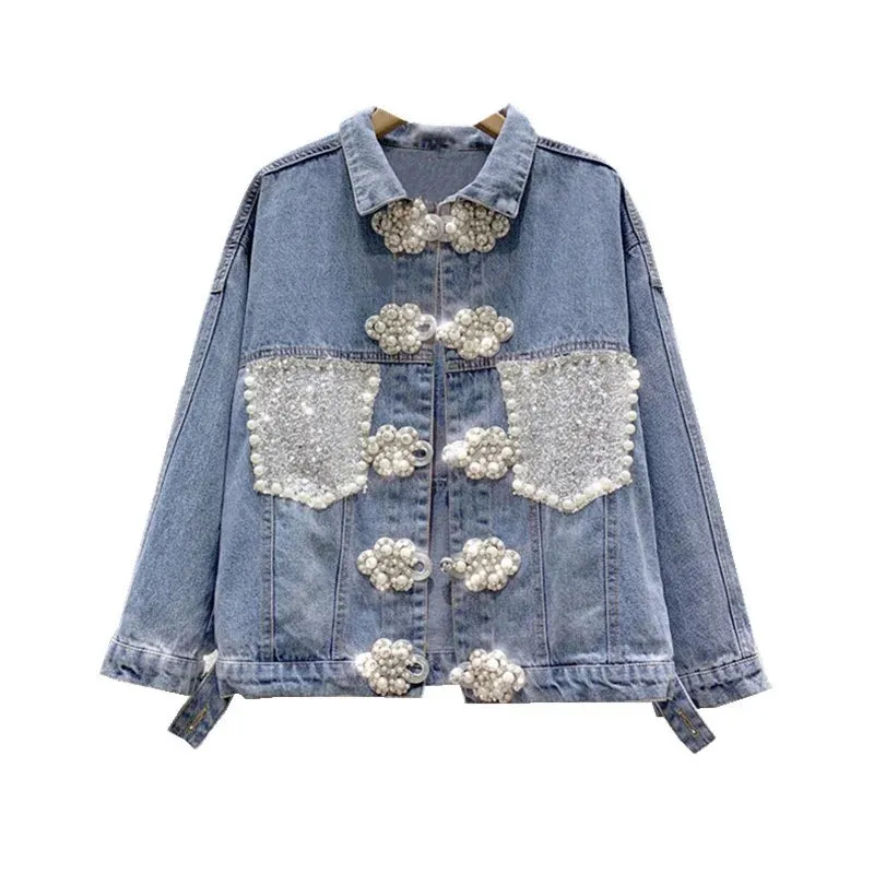 Clous Veste Jean CloutÃ©e Femme Veste De Tenue De Diamant En Jean