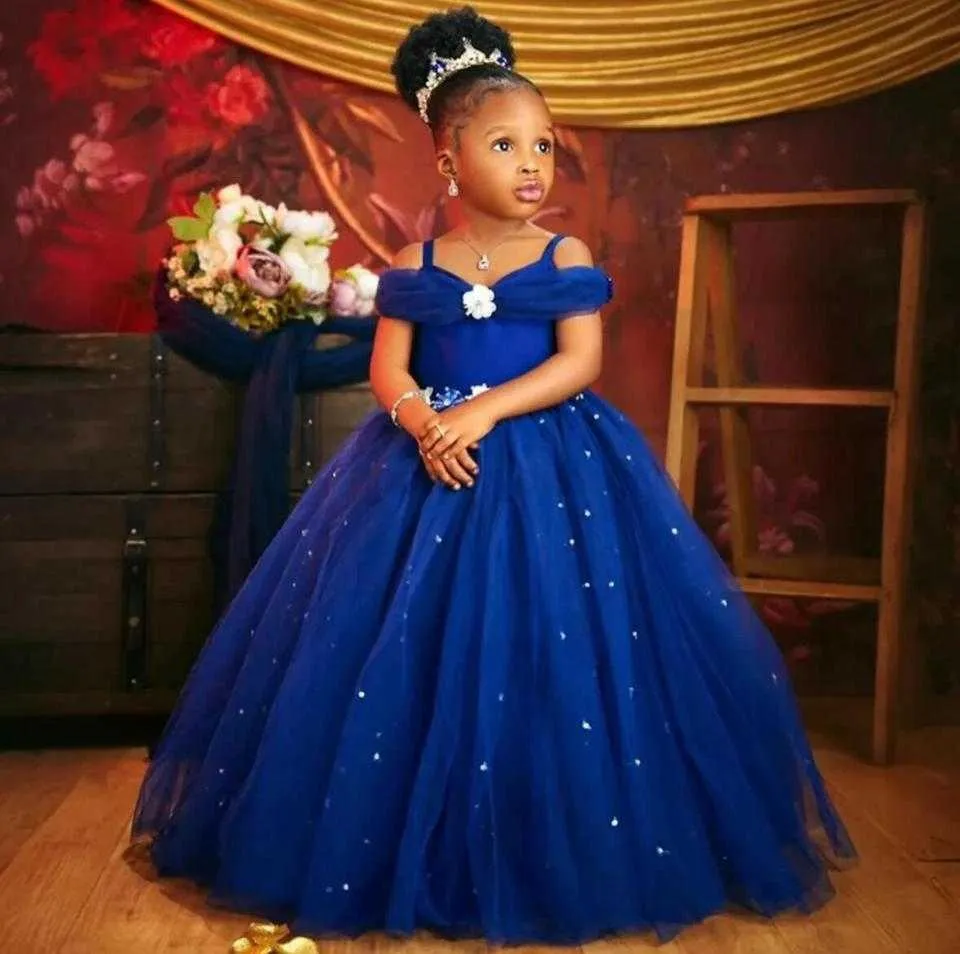 Royal Blue Beaded Gauze Flower Girl Teenage Dresses For Weddings Formal Clothing For Preschool Girls And Pageants W240808 From Popular district1 28.84 DHgate.Com