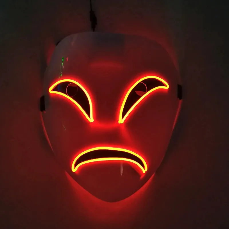 LED Light Up Halloween Mask Full Face Anime Crying Smile Clown Cosplay ...
