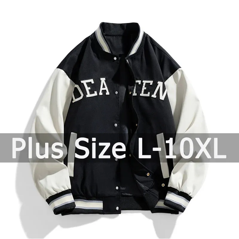 Plus Size Varsity Jacket: 8XL-10XL, Baseball Style, Stand