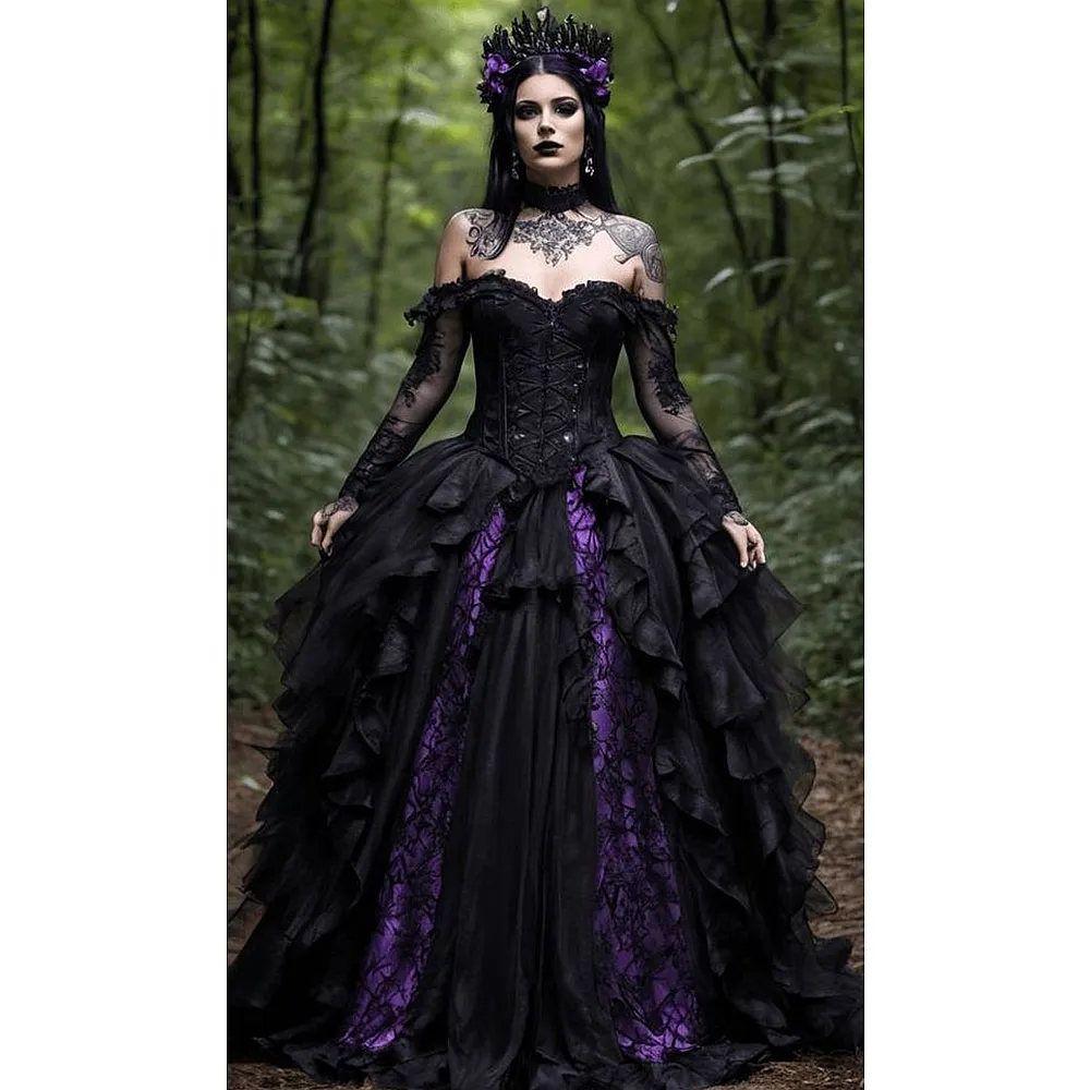 Vintage-Inspired Purple Lace Dress with Crystal Belt Vintage-Inspired Purple Lace Dress with Crystal Belt